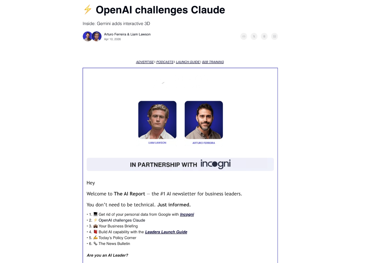 The AI Report — OpenAI challenges Claude