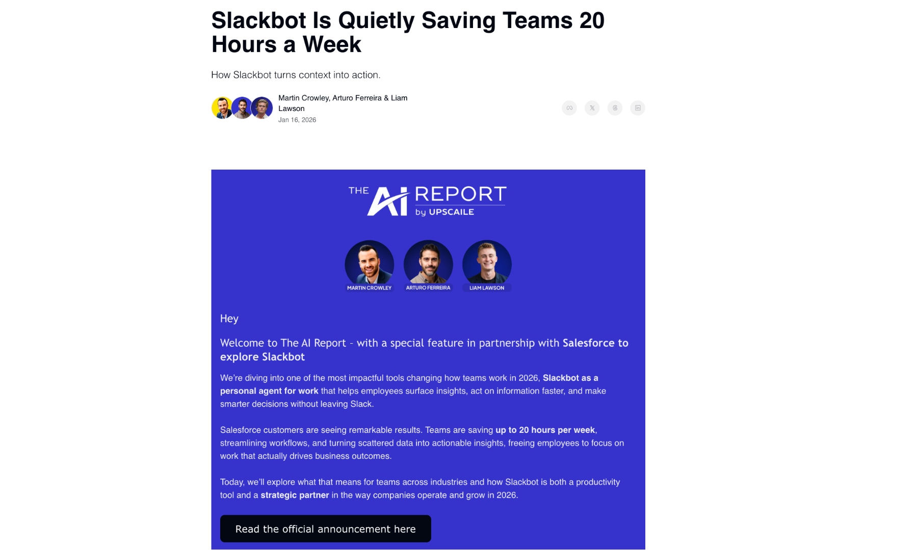 The AI Report — Slackbot is quietly saving teams 20 hours a week